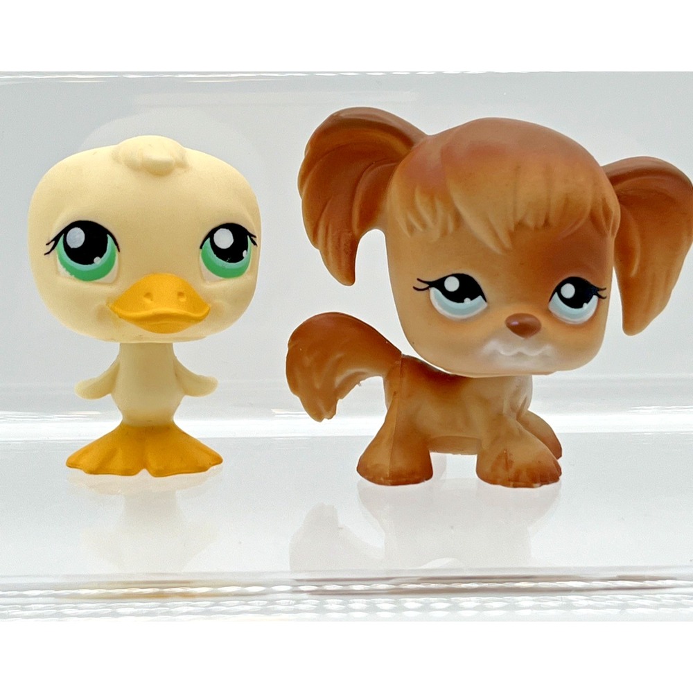 Vintage Littlest Pet Shop PET PAIRS #199 DUCK & #200 Cocker Spaniel Hasbro 2006